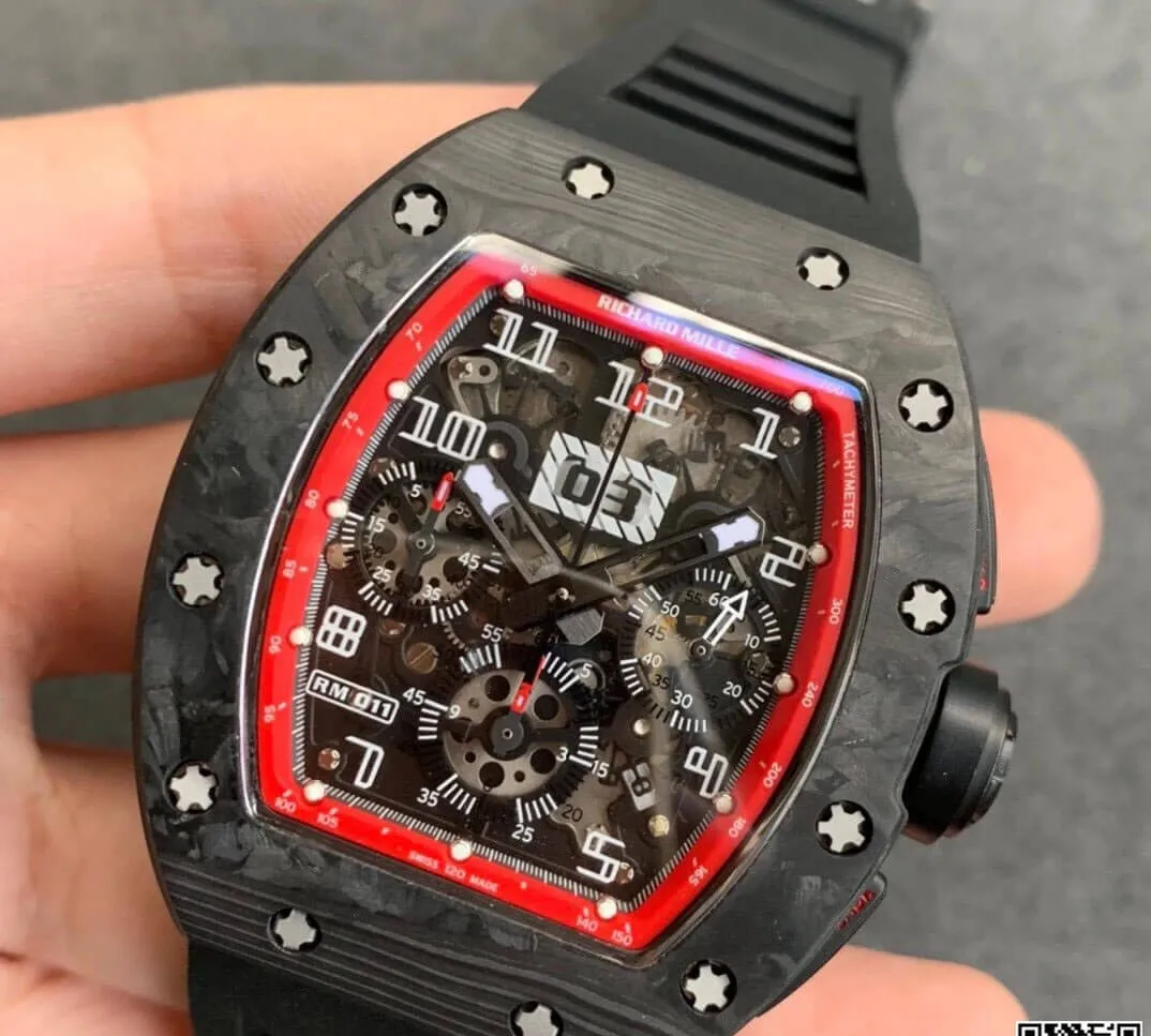 Richard Mille RM011 KV Factory 1:1 Best Edition Replica Watch Carbon Fiber Case