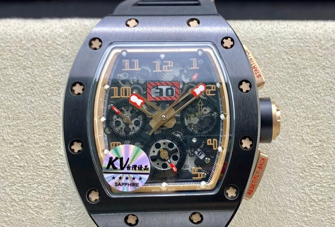 Richard Mille RM011 KV Factory 1:1 Best Edition Replica Watch Ceramic Black Case