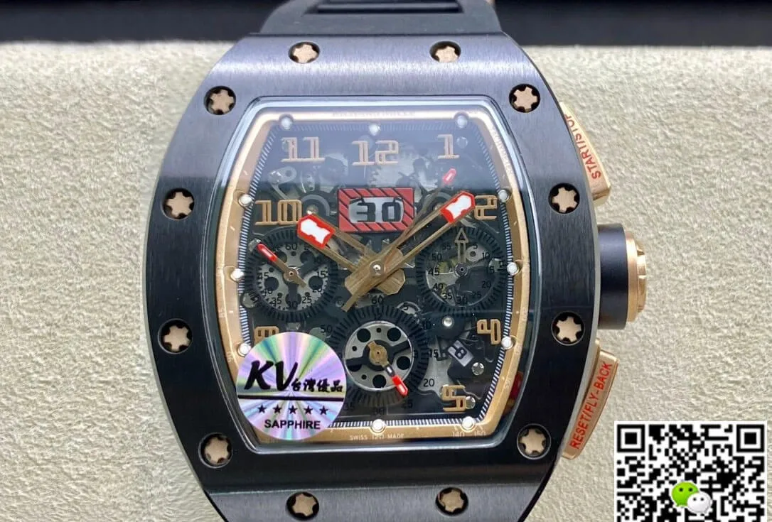 Richard Mille RM011 KV Factory 1:1 Best Edition Replica Watch Ceramic Black Case