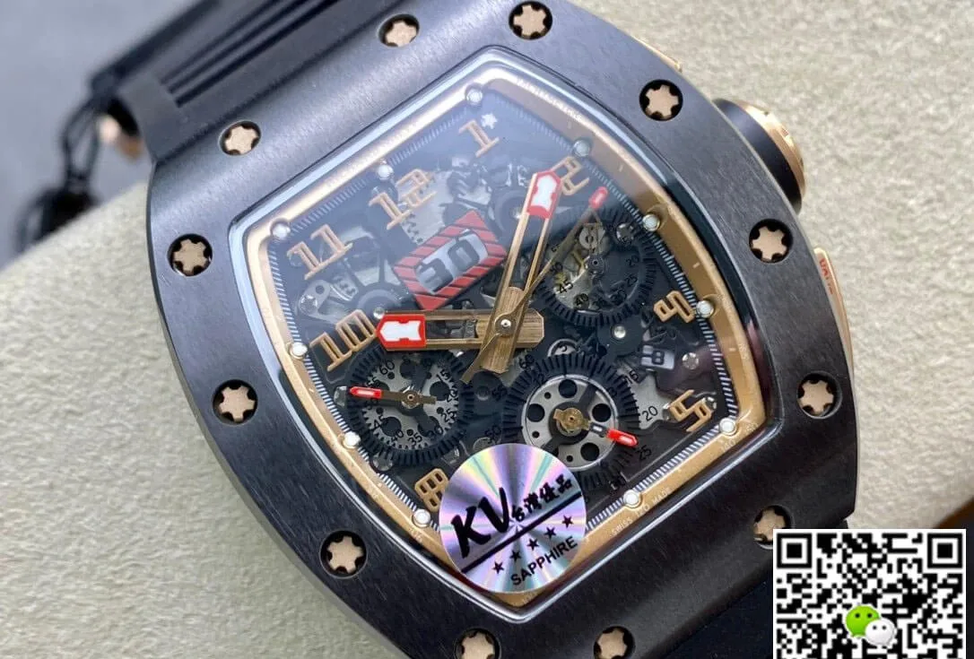 Richard Mille RM011 KV Factory 1:1 Best Edition Replica Watch Ceramic Black Case