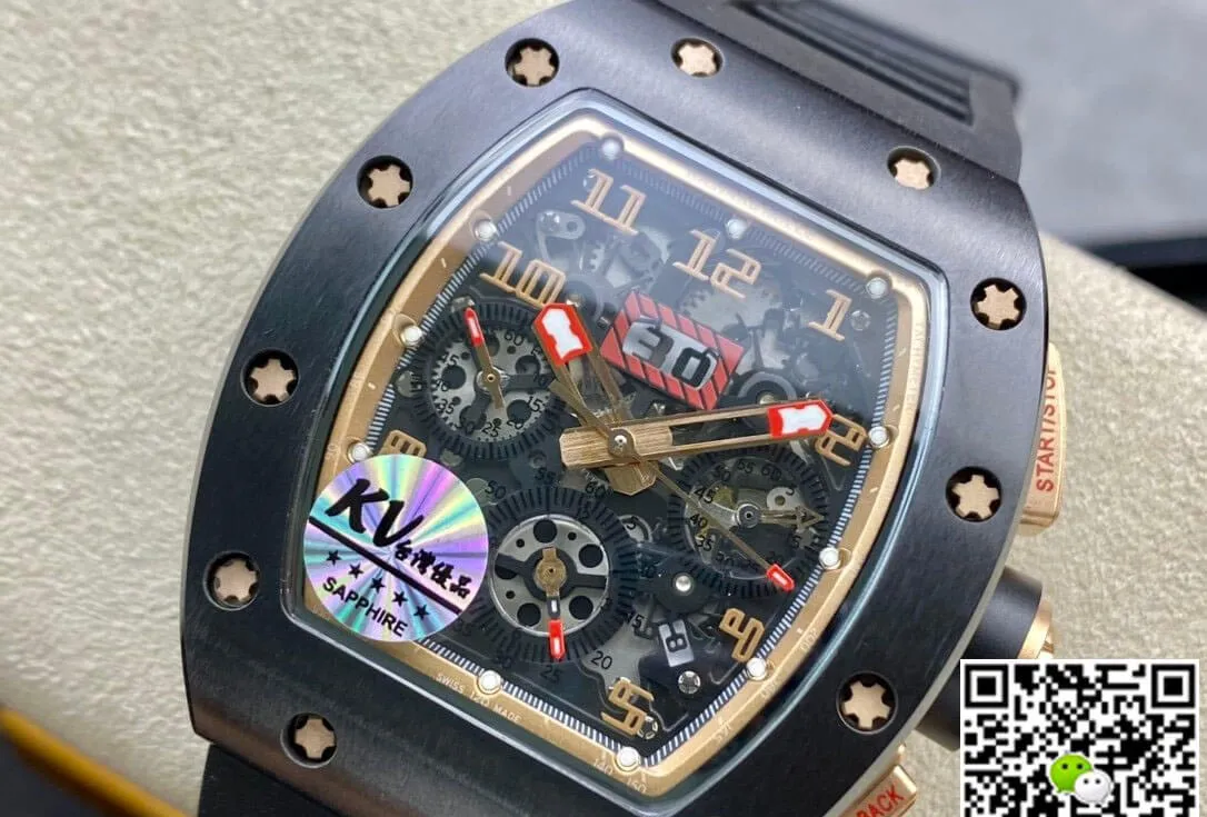 Richard Mille RM011 KV Factory 1:1 Best Edition Replica Watch Ceramic Black Case