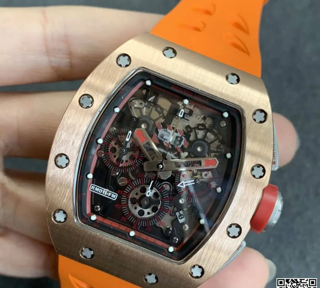 Richard Mille RM011 KV Factory 1:1 Best Edition Replica Watch Orange Strap
