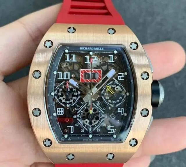 Richard Mille RM011 KV Factory 1:1 Best Edition Replica Watch Red Strap