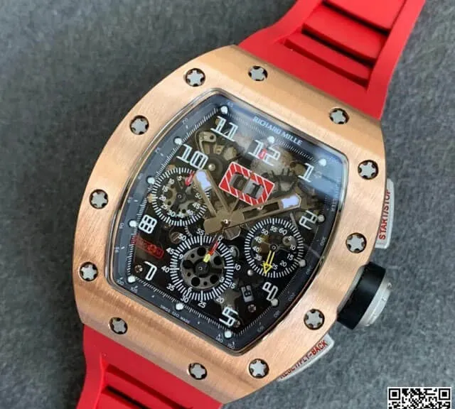 Richard Mille RM011 KV Factory 1:1 Best Edition Replica Watch Red Strap