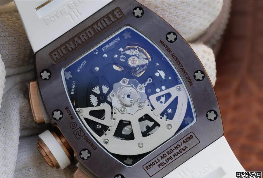 Richard Mille RM011 KV Factory 1:1 Best Edition Replica Watch White Strap