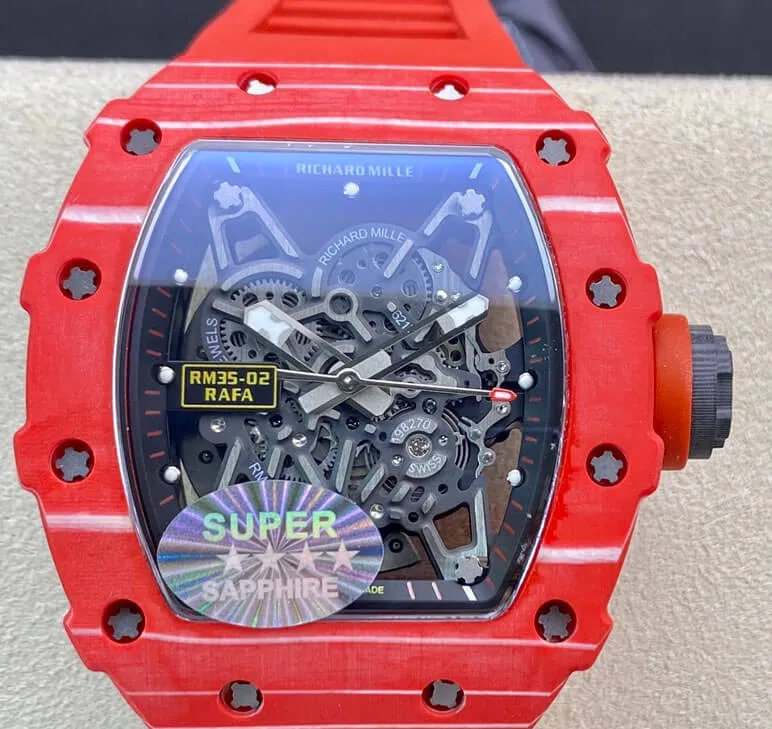 Richard Mille RM035-02 RM Factory 1:1 Best Edition Replica Watch Red Rubber Strap
