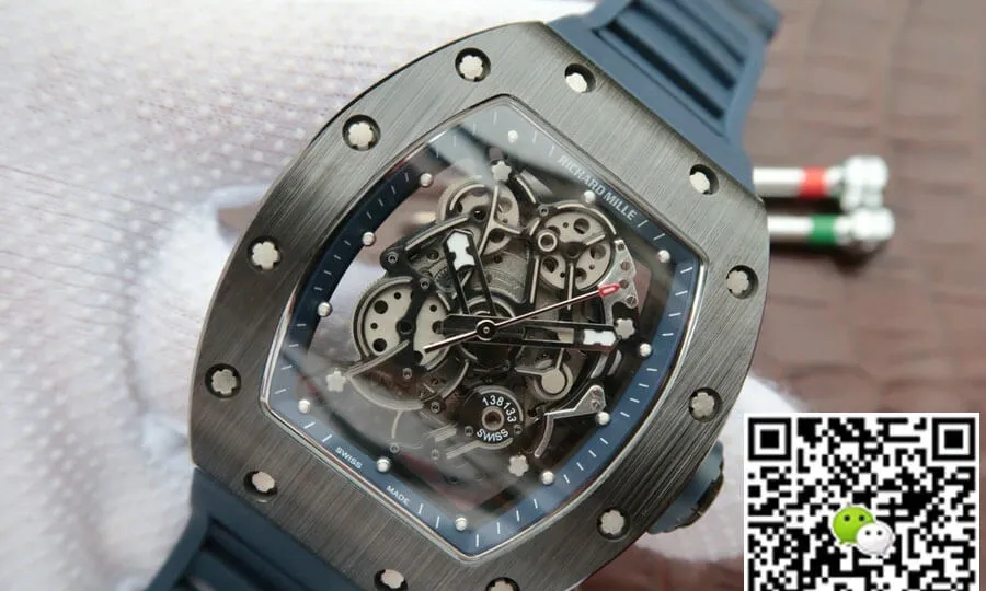 Richard Mille RM055 KV Factory 1:1 Best Edition Replica Watch Blue Rubber Strap