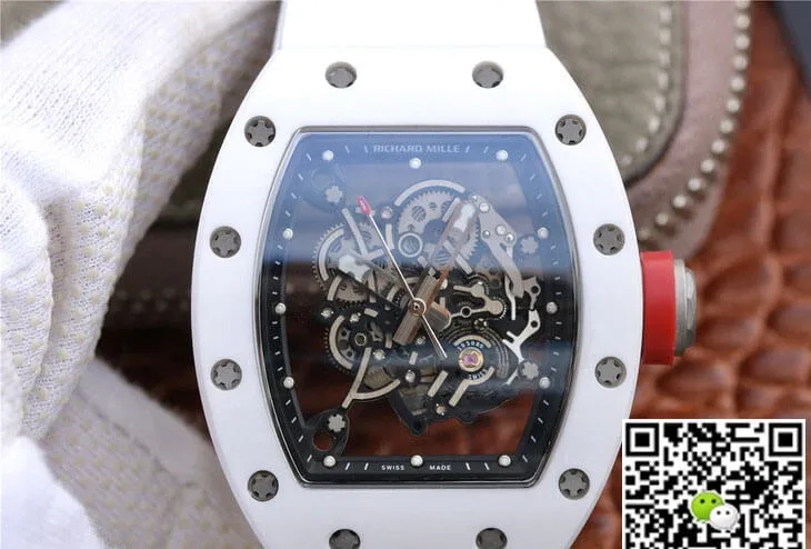 Richard Mille RM055 KV Factory 1:1 Best Edition Replica Watch Ceramic White Strap