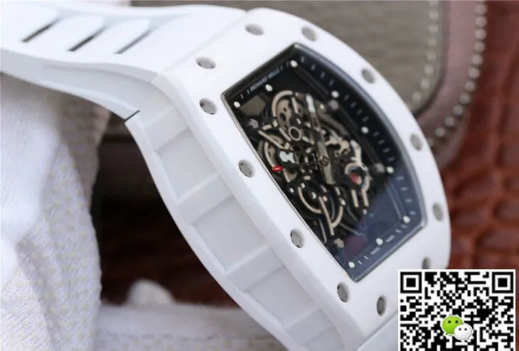 Richard Mille RM055 KV Factory 1:1 Best Edition Replica Watch Ceramic White Strap