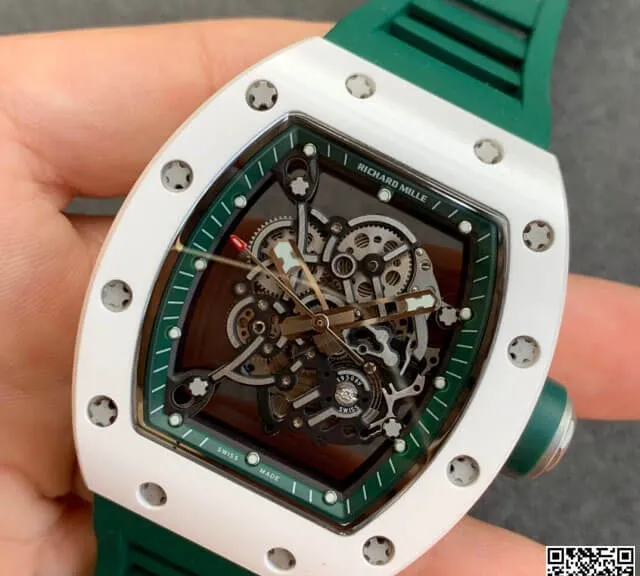 Richard Mille RM055 KV Factory 1:1 Best Edition Replica Watch V2 Green Strap