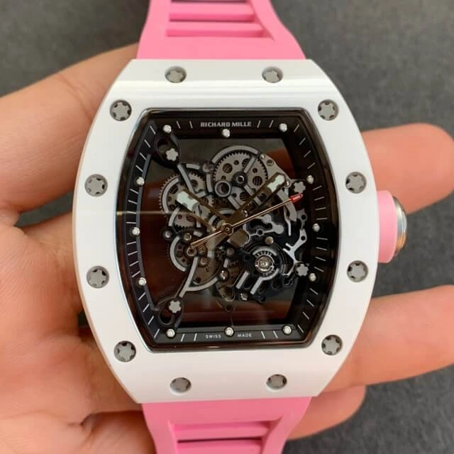 Richard Mille RM055 KV Factory 1:1 Best Edition Replica Watch V2 Pink Strap