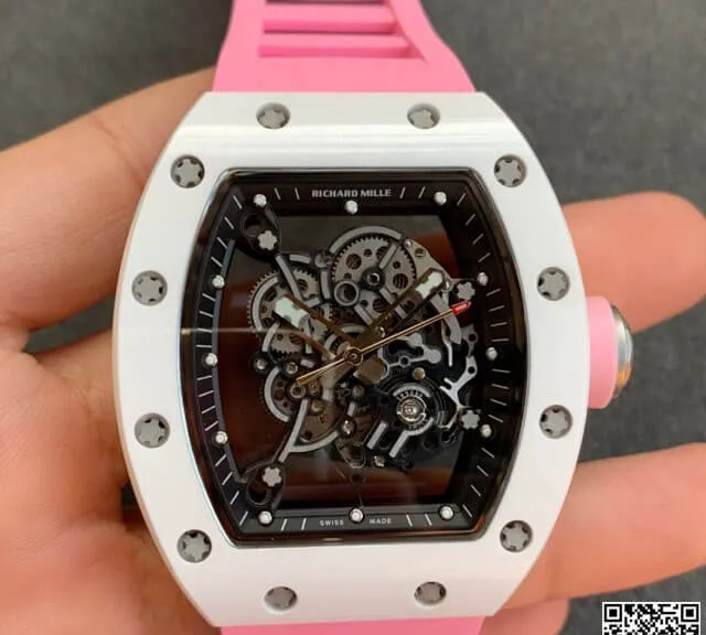 Richard Mille RM055 KV Factory 1:1 Best Edition Replica Watch V2 Pink Strap