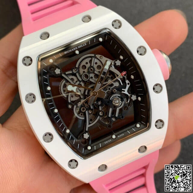 Richard Mille RM055 KV Factory 1:1 Best Edition Replica Watch V2 Pink Strap