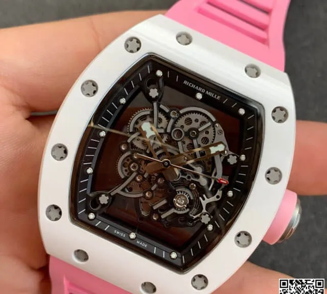 Richard Mille RM055 KV Factory 1:1 Best Edition Replica Watch V2 Pink Strap