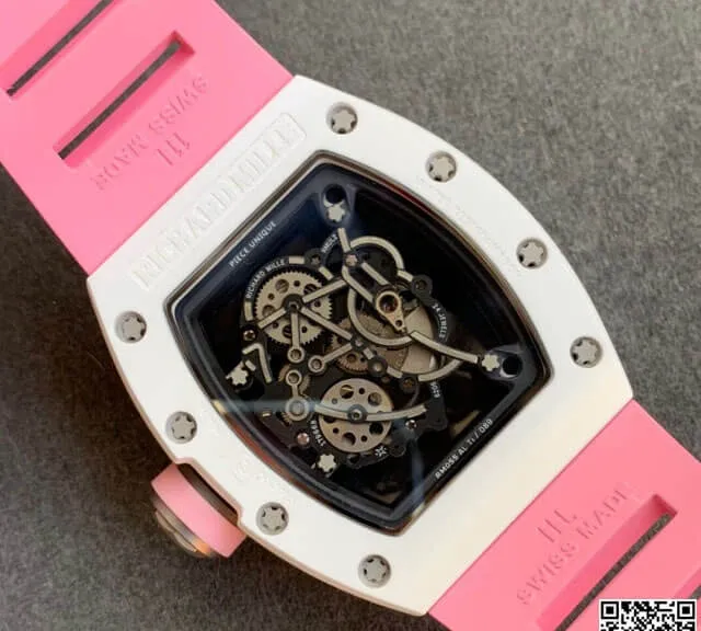 Richard Mille RM055 KV Factory 1:1 Best Edition Replica Watch V2 Pink Strap