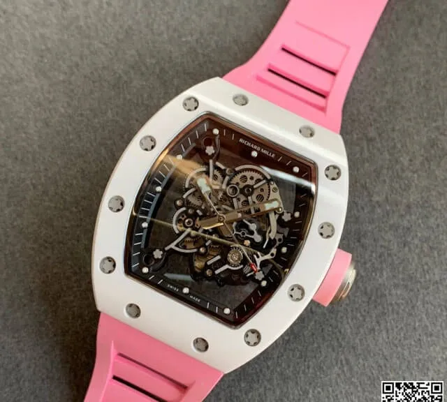 Richard Mille RM055 KV Factory 1:1 Best Edition Replica Watch V2 Pink Strap