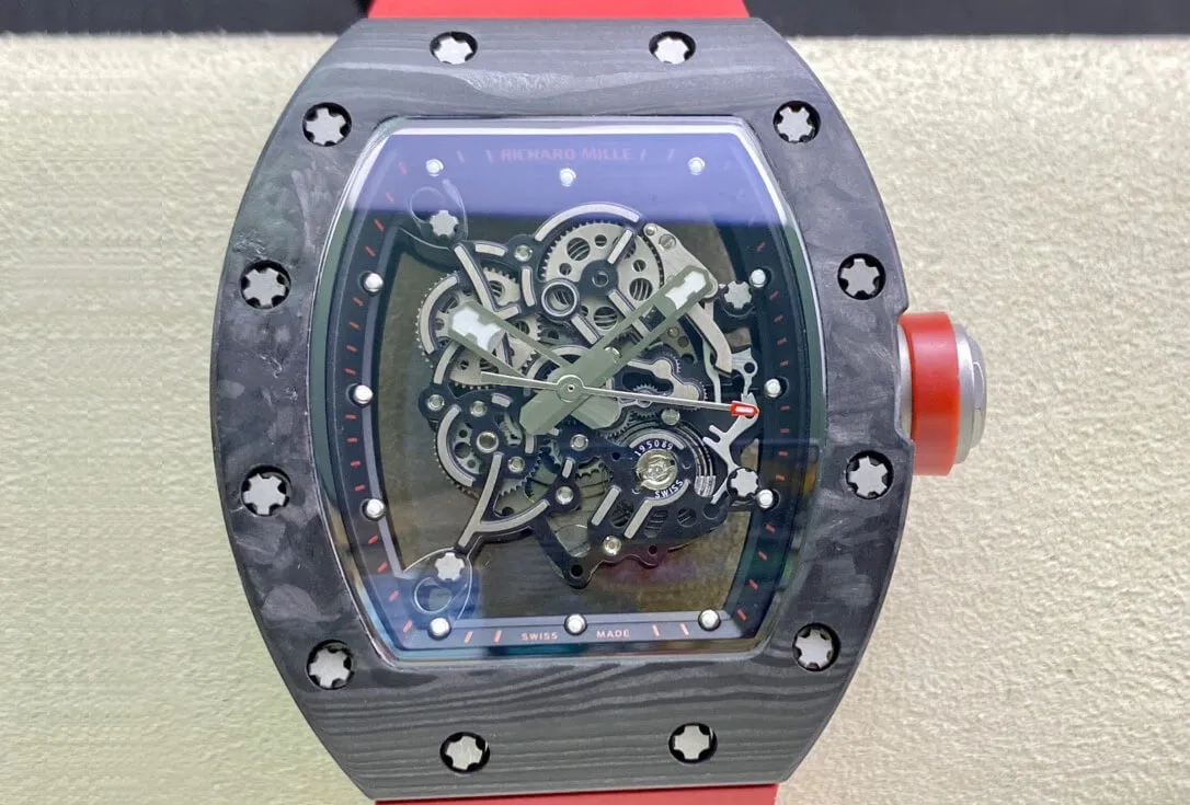 Richard Mille RM055 KV Factory 1:1 Best Edition Replica Watch V2 Red Strap