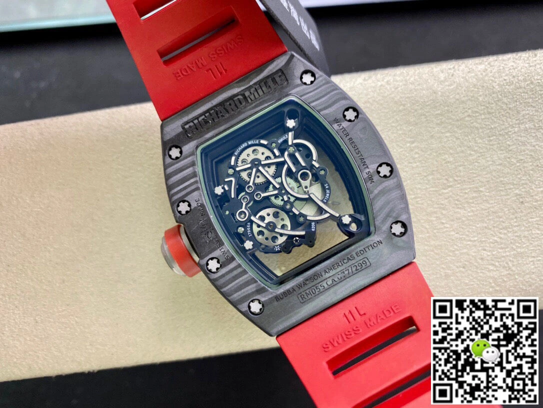 Richard Mille RM055 KV Factory 1:1 Best Edition Replica Watch V2 Red Strap