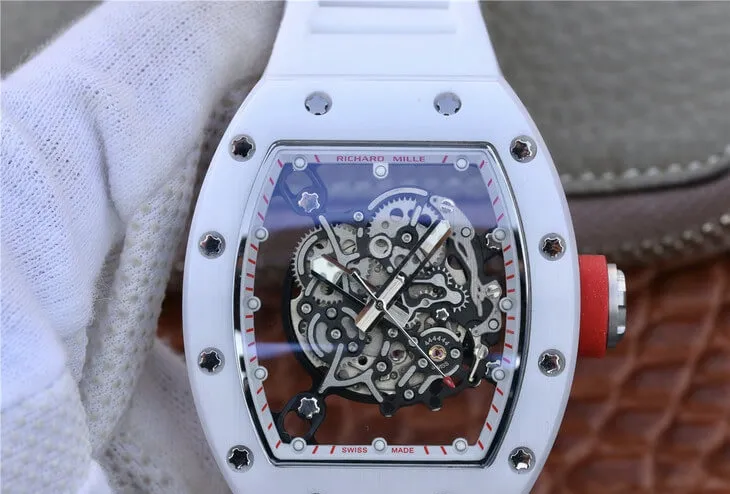 Richard Mille RM055 KV Factory 1:1 Best Edition Replica Watch White Skeleton Dial