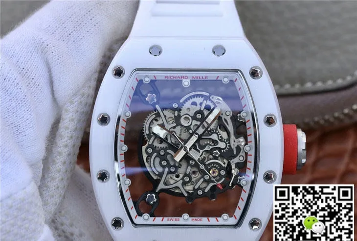 Richard Mille RM055 KV Factory 1:1 Best Edition Replica Watch White Skeleton Dial