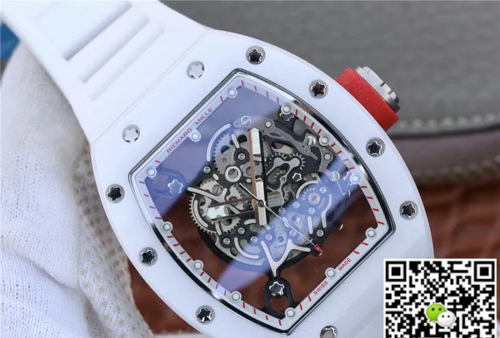 Richard Mille RM055 KV Factory 1:1 Best Edition Replica Watch White Skeleton Dial