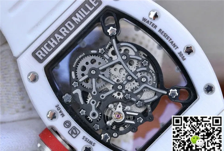 Richard Mille RM055 KV Factory 1:1 Best Edition Replica Watch White Skeleton Dial