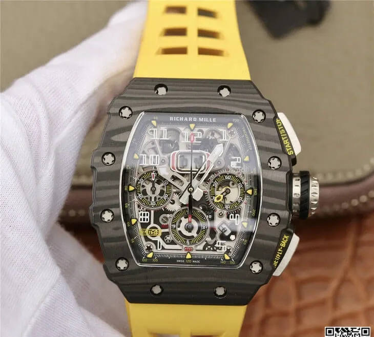 Richard Mille RM11-03 KV Factory 1:1 Best Edition Replica Watch Yellow Strap