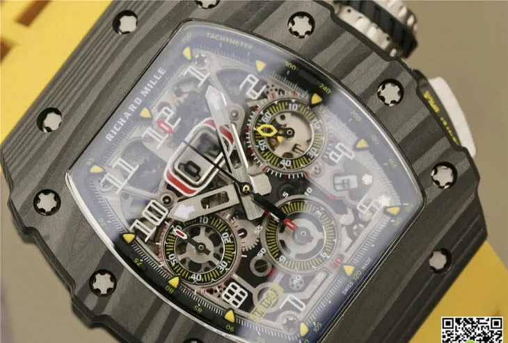 Richard Mille RM11-03 KV Factory 1:1 Best Edition Replica Watch Yellow Strap