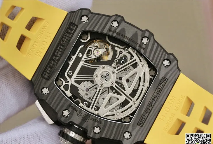 Richard Mille RM11-03 KV Factory 1:1 Best Edition Replica Watch Yellow Strap