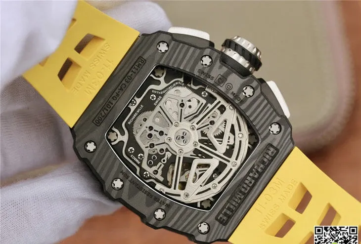 Richard Mille RM11-03 KV Factory 1:1 Best Edition Replica Watch Yellow Strap