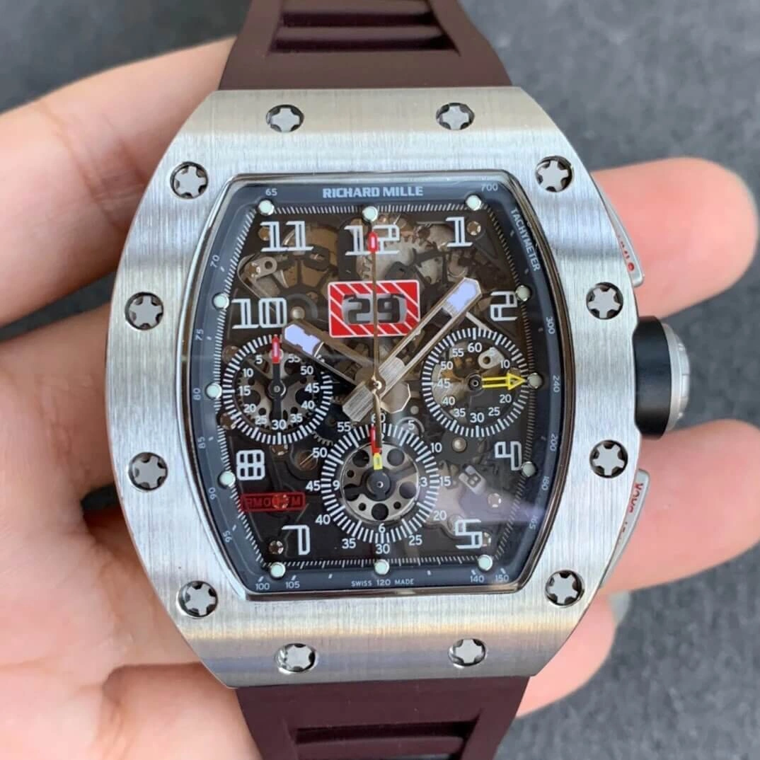 Richard Mille RM11 KV Factory 1:1 Best Edition Replica Watch Brown Rubber Strap