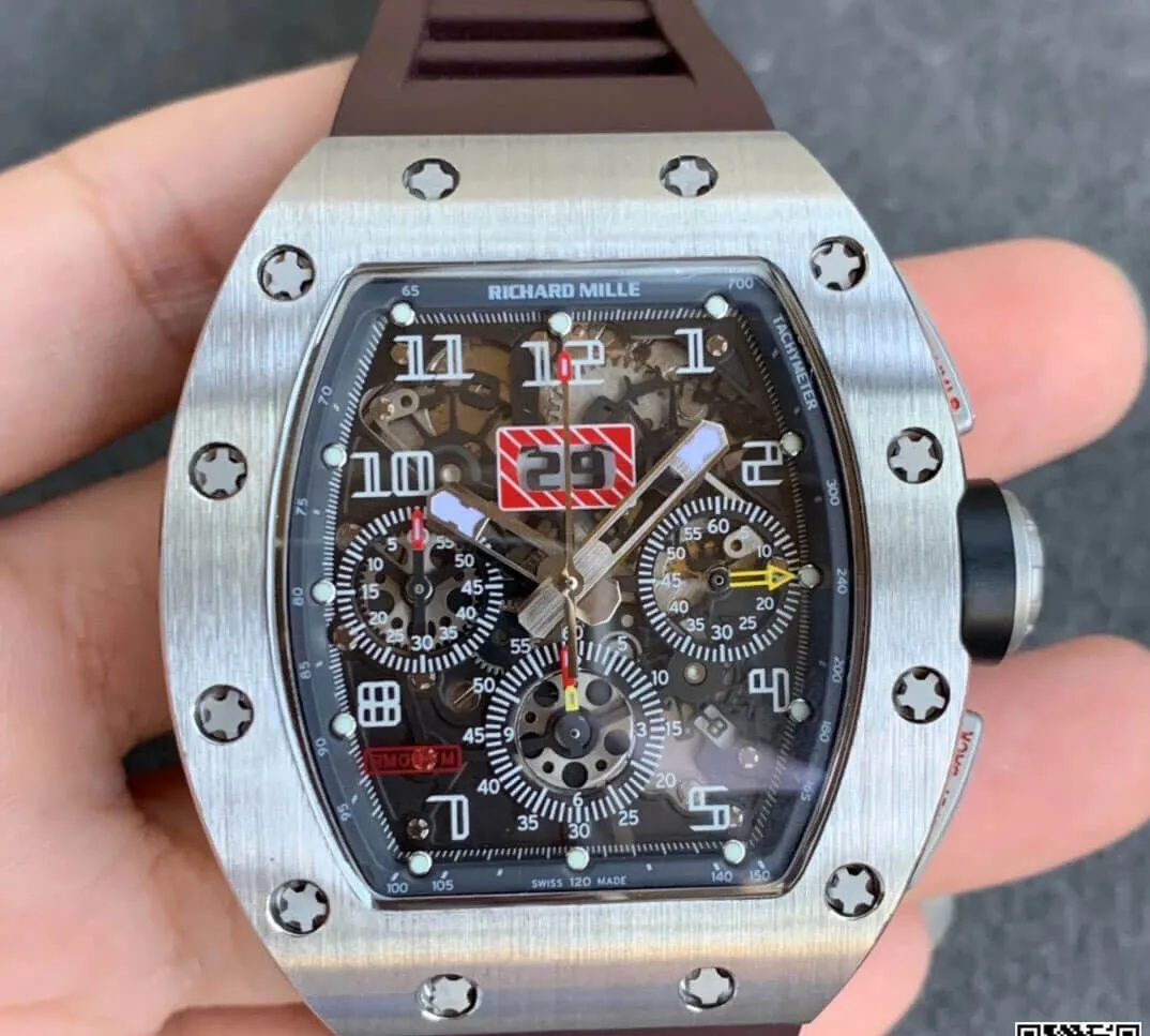 Richard Mille RM11 KV Factory 1:1 Best Edition Replica Watch Brown Rubber Strap