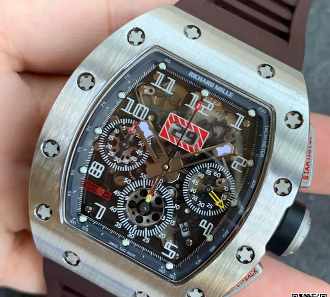 Richard Mille RM11 KV Factory 1:1 Best Edition Replica Watch Brown Rubber Strap