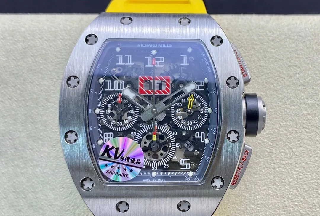 Richard Mille RM11 KV Factory 1:1 Best Edition Replica Watch Yellow Strap