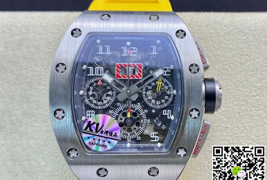 Richard Mille RM11 KV Factory 1:1 Best Edition Replica Watch Yellow Strap