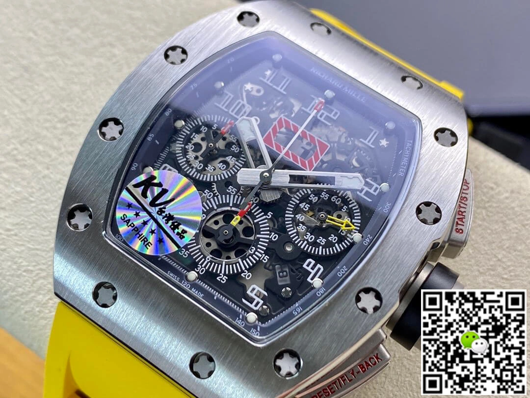 Richard Mille RM11 KV Factory 1:1 Best Edition Replica Watch Yellow Strap