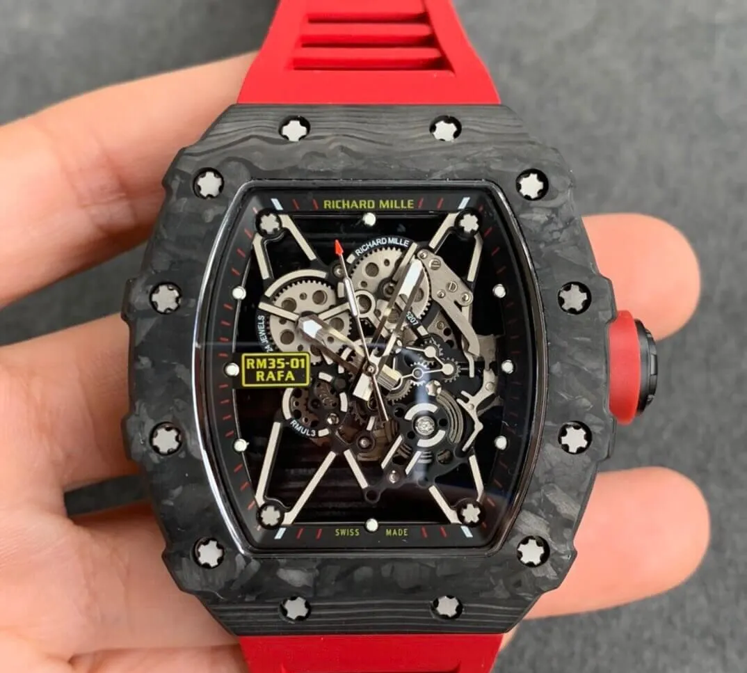 Richard Mille RM35-01 KV Factory 1:1 Best Edition Replica Watch Red Rubber Strap