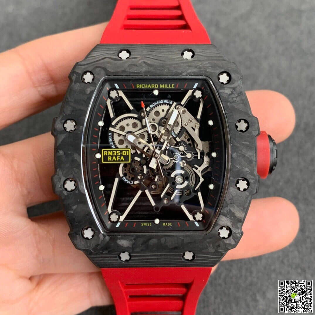 Richard Mille RM35-01 KV Factory 1:1 Best Edition Replica Watch Red Rubber Strap