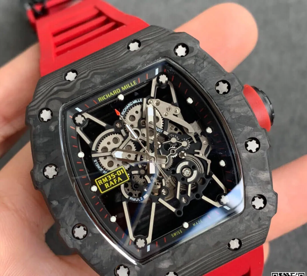 Richard Mille RM35-01 KV Factory 1:1 Best Edition Replica Watch Red Rubber Strap