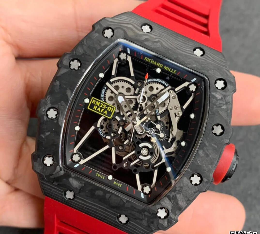 Richard Mille RM35-01 KV Factory 1:1 Best Edition Replica Watch Red Rubber Strap