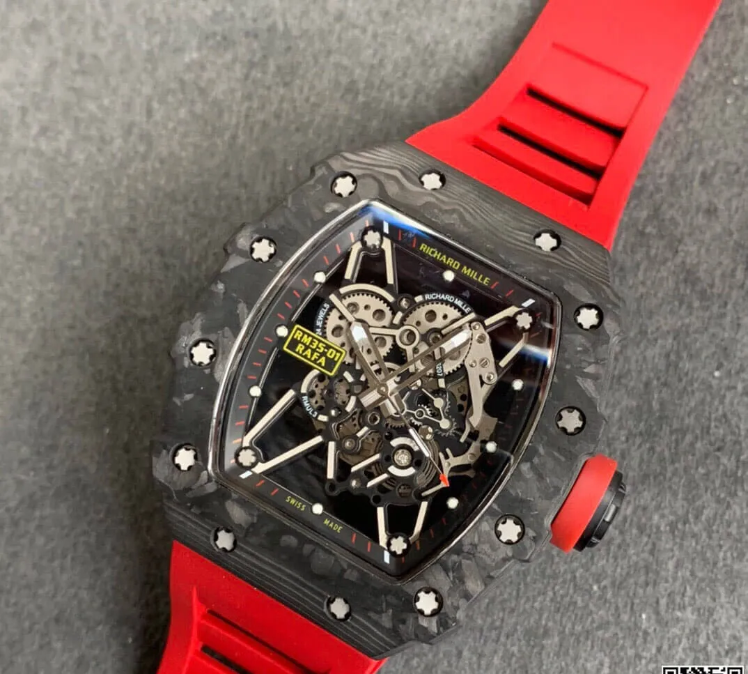 Richard Mille RM35-01 KV Factory 1:1 Best Edition Replica Watch Red Rubber Strap