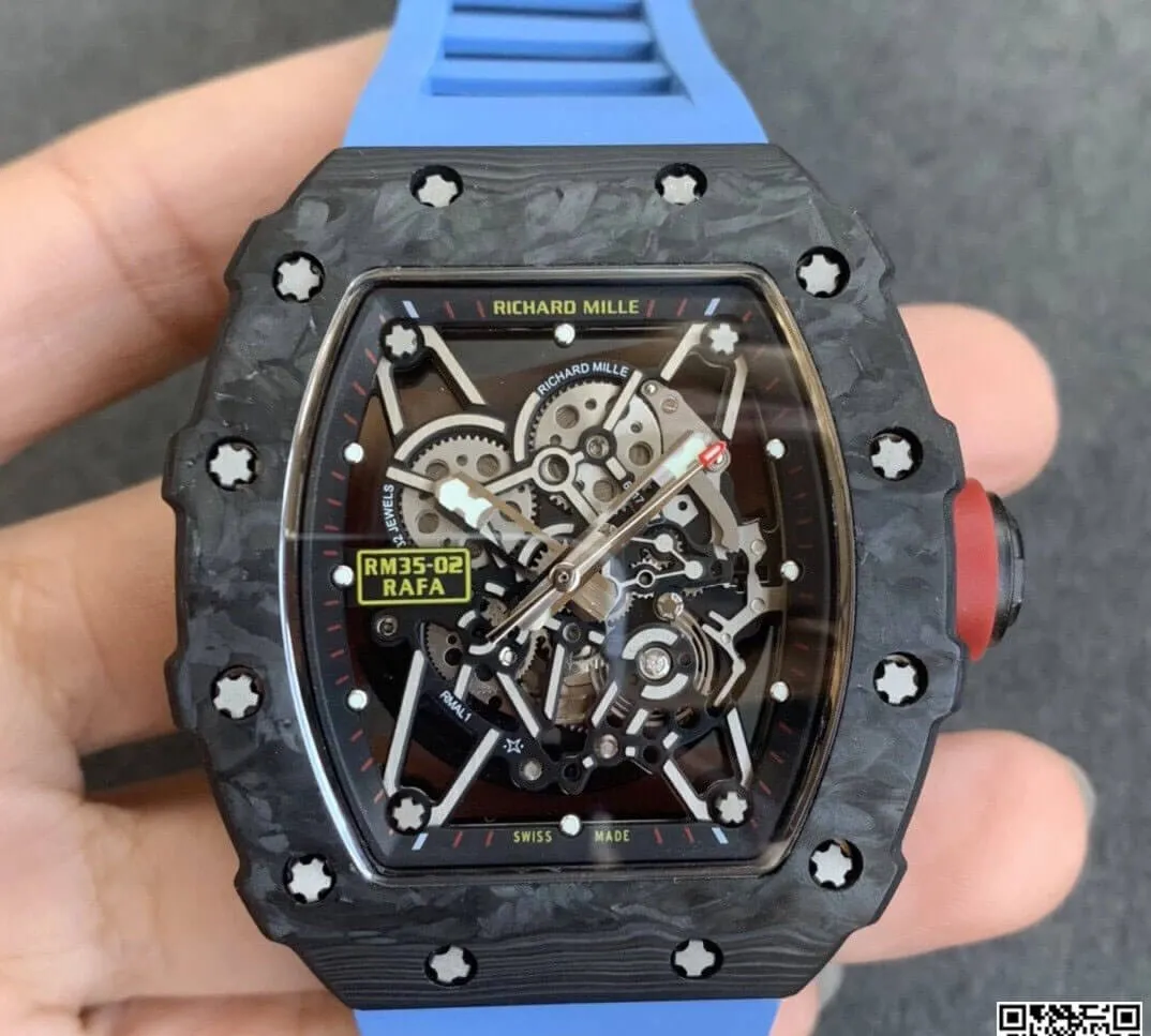Richard Mille RM35-02 KV Factory 1:1 Best Edition Replica Watch V3 Blue Strap