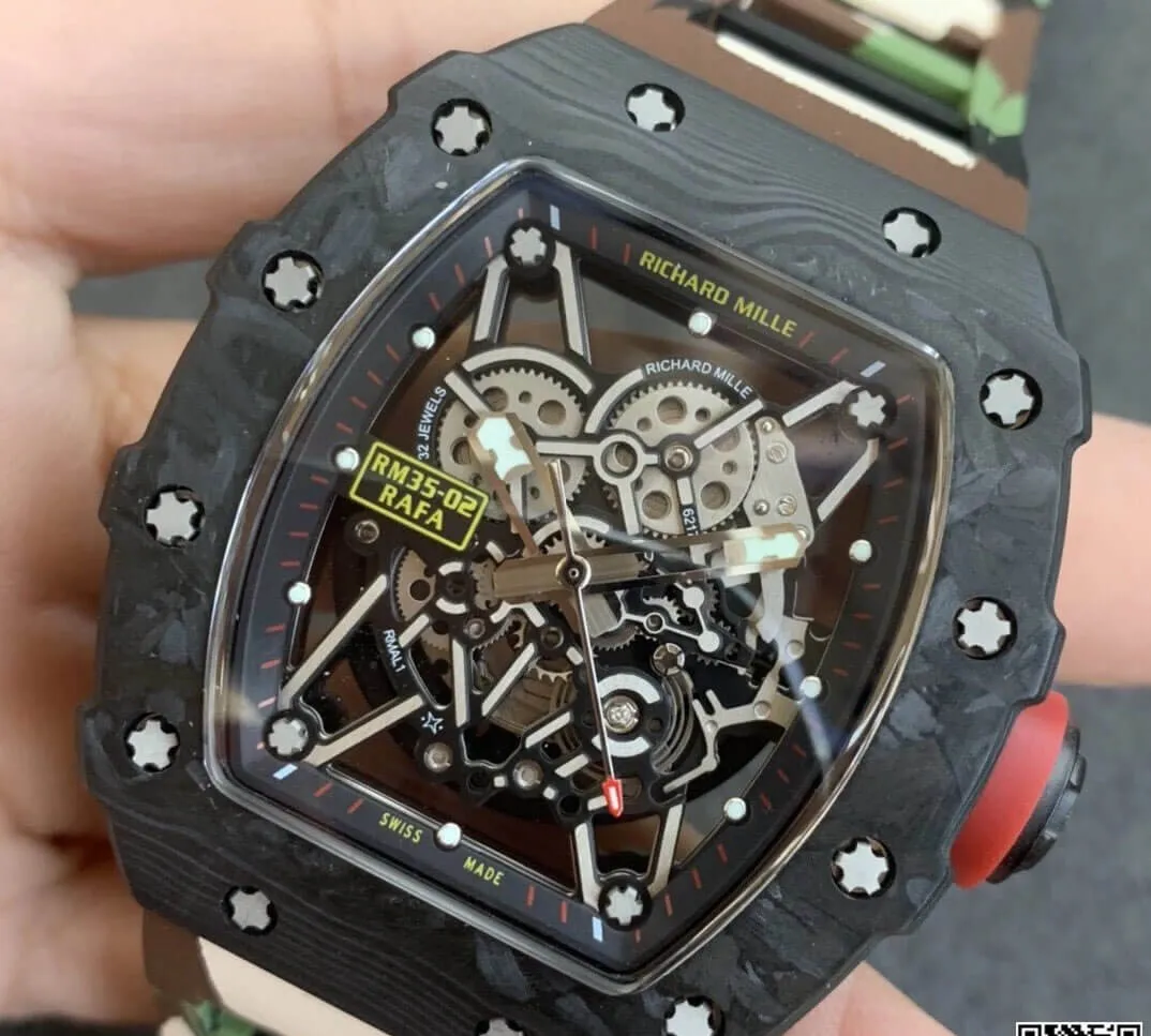 Richard Mille RM35-02 KV Factory 1:1 Best Edition Replica Watch V3 Skeleton Dial