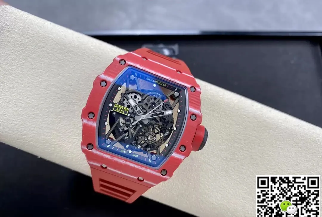 Richard Mille RM35-02 T+ Factory 1:1 Best Edition Replica Watch Red Rubber Strap