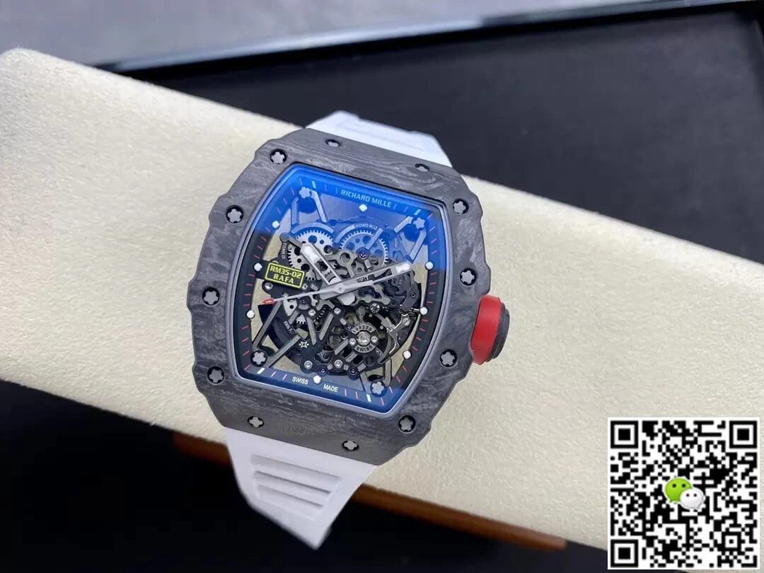 Richard Mille RM35-02 T+ Factory 1:1 Best Edition Replica Watch White Rubber Strap