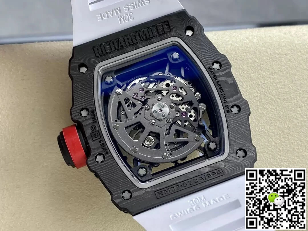 Richard Mille RM35-02 T+ Factory 1:1 Best Edition Replica Watch White Rubber Strap