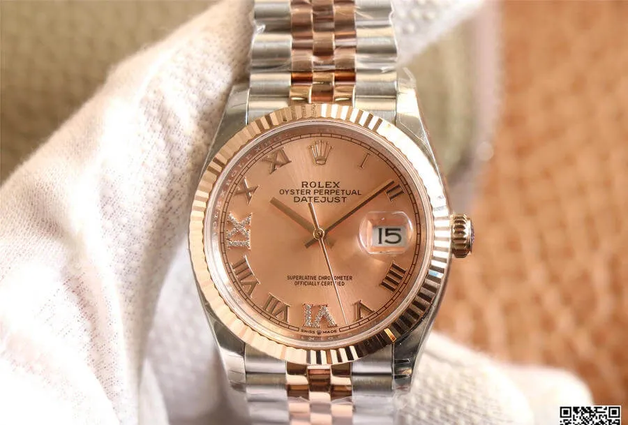 Rolex Datejust M126231-0027 EW Factory 1:1 Best Edition Replica Watch Gold Bezel