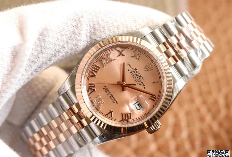 Rolex Datejust M126231-0027 EW Factory 1:1 Best Edition Replica Watch Gold Bezel