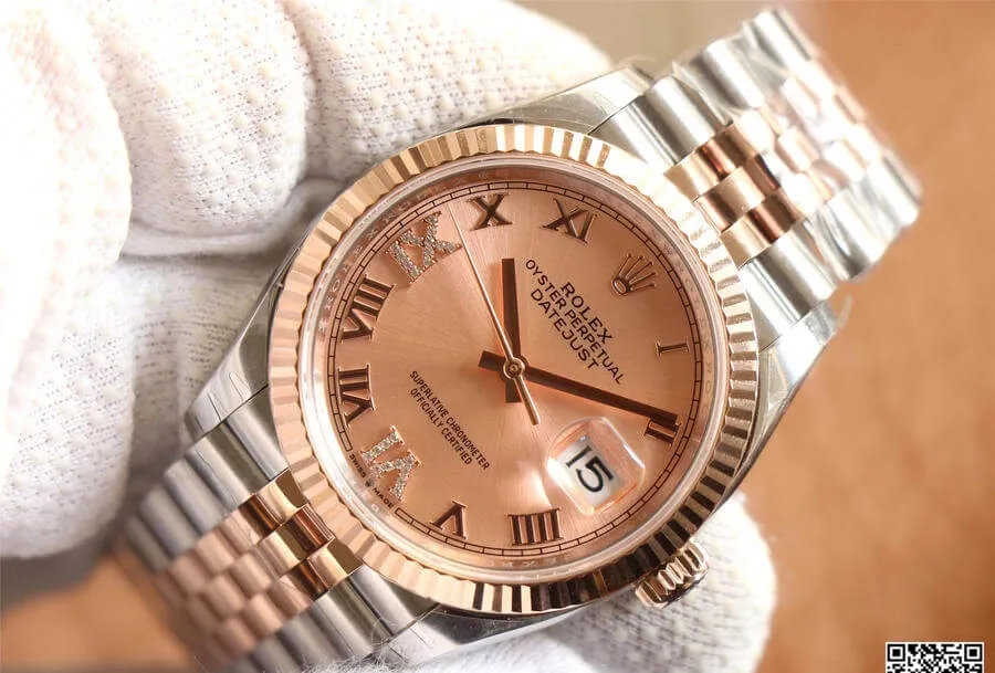 Rolex Datejust M126231-0027 EW Factory 1:1 Best Edition Replica Watch Gold Bezel