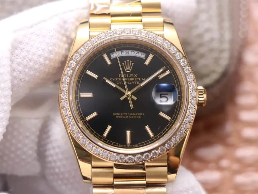 Rolex Day Date 40MM EW Factory 1:1 Best Edition Replica Watch Black Dial